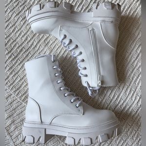 White Combat Boots